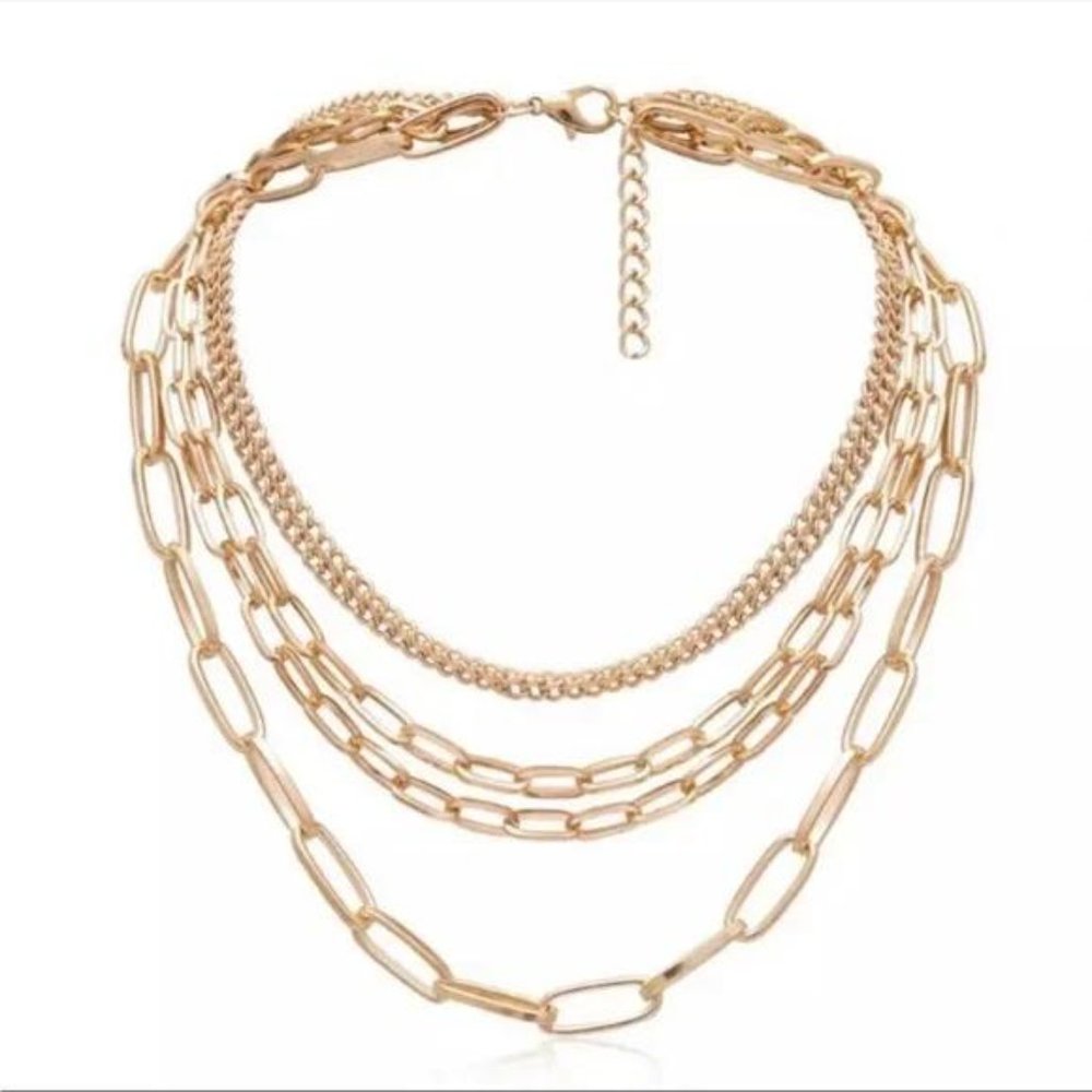 New Multi Layered Gold Chain Punk Choker Necklace, nice Necklace, cute Necklace - Picture 3 of 5